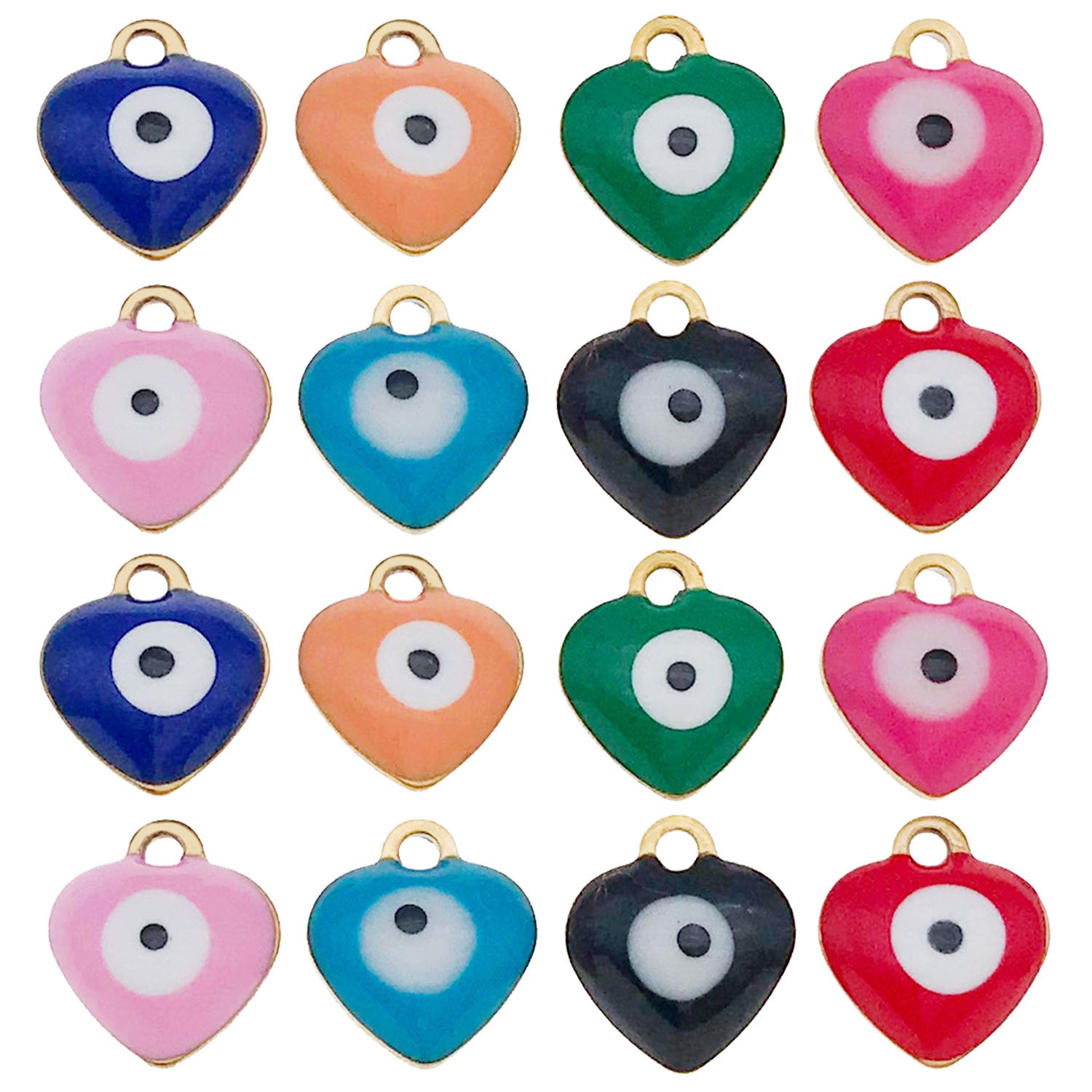 Stainless Steel Heart Evil Eye Charm Pendant for Earrings and Necklace DIY Jewelry
