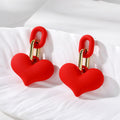 Matte Macaron Heart Drop Earrings Gold Links 12 Colors view 7