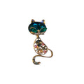 Blue Green Crystal Cat Brooch With Multicolor Faceted Body view 5
