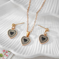 Black Gold Enamel Heart Mountain Necklace Sets 6 Styles view 8