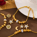 Gold Star Moon Tree of Life Bead Bracelets Titanium Steel view 4