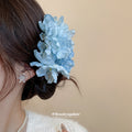 Sheer Fabric Flower U-Pin Hair Sticks Gold Metal 5 Colors view 3
