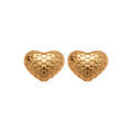 Textured Heart Stud Earrings With Polished Metal Tone Details view 5