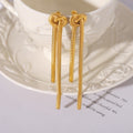 Knot Snake Chain Lariat Necklace Matching Tassel Drop Earrings view 2