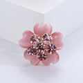 Pink Cat Eye Petal Flower Brooch Rhinestone Center Style view 6