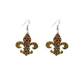 Colorful Fleur de Lis Glitter Look Novelty Hook Earrings view 5