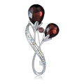 Silver Tulip Crystal Brooch Teardrop Purple Blue Colors view 5