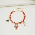 Six Christmas Charm Ribbon Woven Gold Chain Bracelets view 7