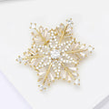 Gold Tone Crystal Snowflake Brooch with Openwork Points view 3