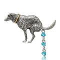 Textured Dog Brooch with Blue Crystal Bead Drop Accents view 5