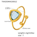 Open Gold Ring With Triangle Faceted Czech Glass Stone view 10