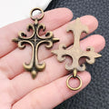 Antique Silver Zinc Alloy Cross Rose Charm Pendant for DIY Keychain Necklace Bracelet Jewelry