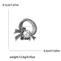 Silver Tone Rhinestone Bow Brooch Grey Pearl Ribbon Pin view 5