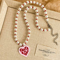 White Pearl Heart Pendant Necklace Pink Thats All Right Charm view 6