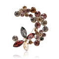 Moon Flower Crystal Rhinestone Brooch Purple Blue Crescent Pin view 5