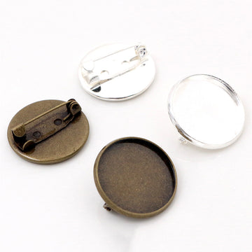 Plain Round Brooch Bezel Settings in Two Antique Finishes