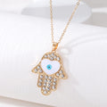Gold and Silver Tone Crystal Hamsa Heart Eye Necklaces view 6
