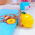 Jeweled Lemon Charm Keychain with a Red Fortune Strap view 4