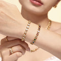 Round Bezel Zircon Tennis Necklace and Bracelet Set view 3