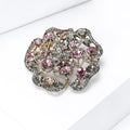 Layered Crystal Rose Brooch with Polished Metal and Decorative Accents view 2