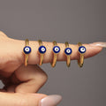 Blue Evil Eye Oil Drip Rings Hammered Band Gold Steel Multi Size view 3