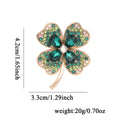 Green Four Leaf Clover Crystal Two Designs Metal Brooch Pin view 2