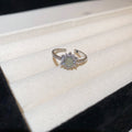 Silver Green Round Cabochon Open Rings Two CZ Styles view 7