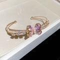 Butterfly Crystal Open Bangles Silver Gold Four Colors view 7