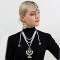 Layered Pearl Look Necklace Earring and Headpiece Jewelry Sets view 1