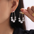 Pearl Cluster Chain Drop Earrings Gold Or Steel Studs view 3