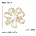Pearl Center Ribbon Flower Brooch Decorative Metal Pin For Jackets And Lapels view 5