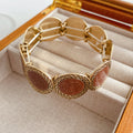 Gold Oval Cabochon Stretch Bracelet Enamel Leopard 4 Styles view 7
