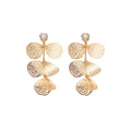 Filigree Fan Leaf Drop Stud Earrings in Gold and Silver Tones view 5