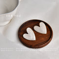 Heart Shape Enamel Stud Earrings Gold Rim Three Color Styles view 8