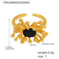 Gold Starburst Flower Ring And Stud Earrings Oval Zircon view 6