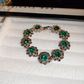 Green Crystal Flower Necklace Bracelet Stud Earrings Pieces view 2