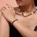 Multicolor Natural Stone Disc Bead Necklace And Bracelet view 4