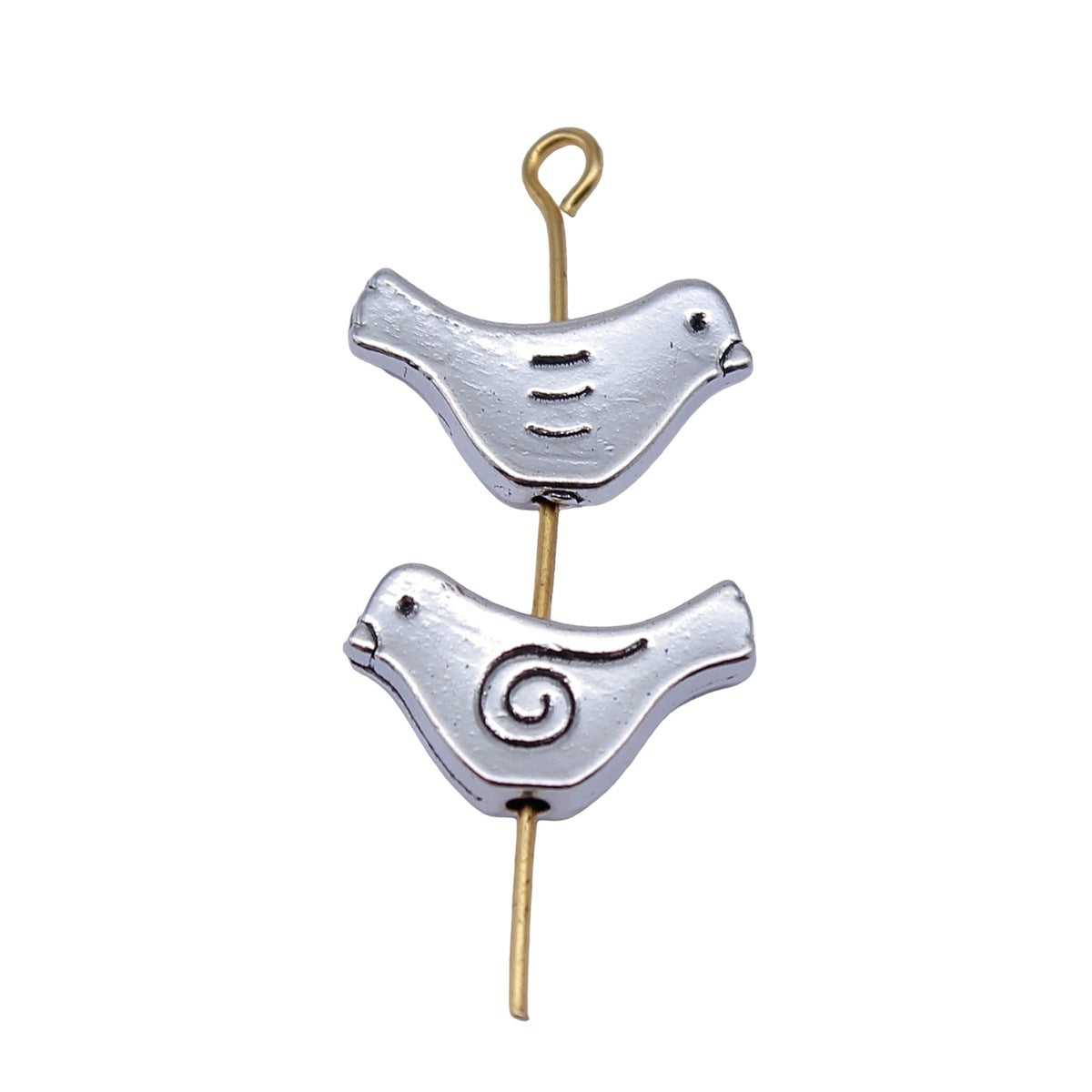 15x9.2x3mm 1.3g Antique Silver Zinc Alloy Swirl Bird Small Hole Spacer Beads for Bracelet Making