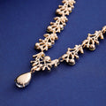 Black Silver Tone Crystal Floral Vine Crystal Two Designs Metal Necklace and Earring Set view 4