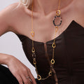 Gold Leopard Acrylic Circle Long Sweater Necklace Chain view 6