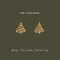Gold Openwork Christmas Tree Stud Earrings Red Green Stones view 1