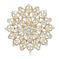 Openwork Crystal Flower Brooch in Gold or Silver Tone view 1