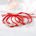 Gold Tone Crystal Hamsa Blue Evil Eye Red Cord Bracelets in Four Designs view 2