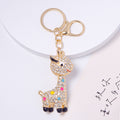 Rhinestone Giraffe Keychain Gold Metal Cute Animal Charm view 8