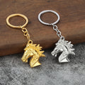 Horse Head Metal Keychain In Gold Tone And Silver Tone view 1
