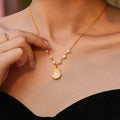 Shell Chick Pendant Necklace Freshwater Pearls Gold Steel Stainless view 4