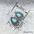 Antique Silver Turquoise Teardrop Filigree Drop Earrings view 4