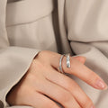 Open Double Band Crossover Rings Gold and Steel Metal Alloy view 3