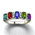 Silver Multicolor Oval CZ Geometric Band Ring Sizes 6-10 view 2