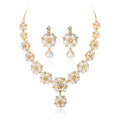 Gold Tone Silver Tone Pearl Floral Garland Pearl Look Metal Necklace and Earring Set view 6